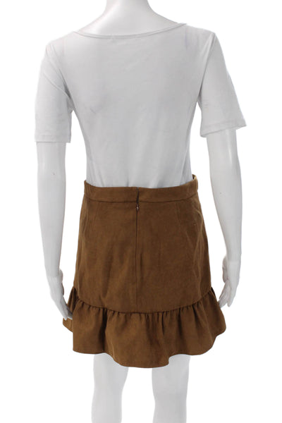 J Crew Womens A-Line Mini Skirt Brown Polyester Solid Zip Size 2
