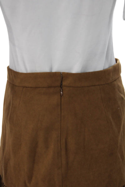 J Crew Womens A-Line Mini Skirt Brown Polyester Solid Zip Size 2