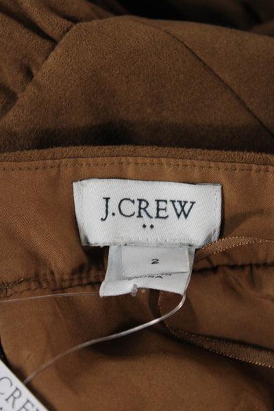 J Crew Womens A-Line Mini Skirt Brown Polyester Solid Zip Size 2