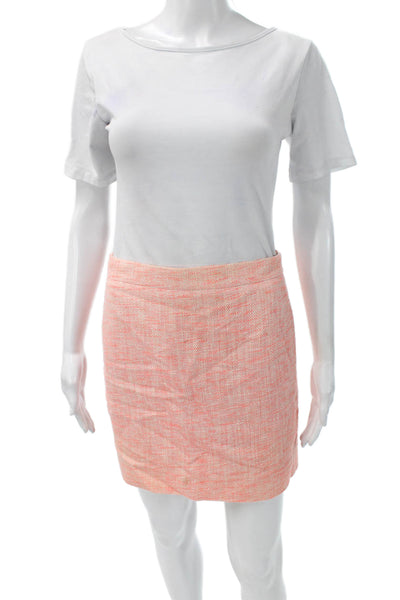 J Crew Womens Straight Pencil Mini Skirt Orange Acrylic Zip Solid Size 0