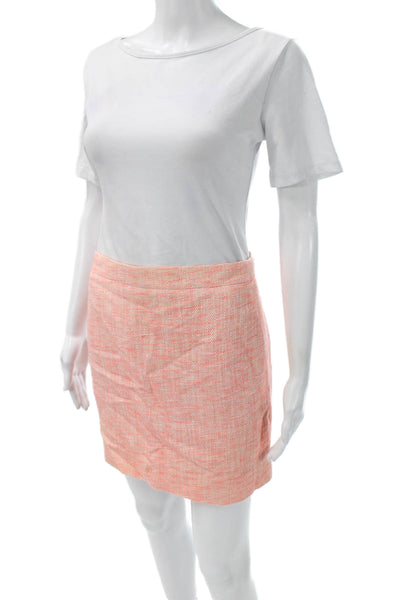 J Crew Womens Straight Pencil Mini Skirt Orange Acrylic Zip Solid Size 0