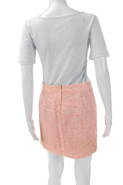 J Crew Womens Straight Pencil Mini Skirt Orange Acrylic Zip Solid Size 0
