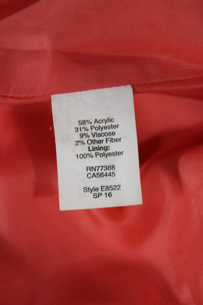 J Crew Womens Straight Pencil Mini Skirt Orange Acrylic Zip Solid Size 0