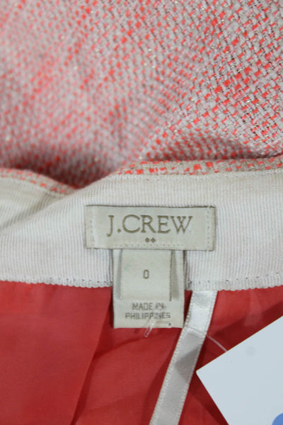 J Crew Womens Straight Pencil Mini Skirt Orange Acrylic Zip Solid Size 0