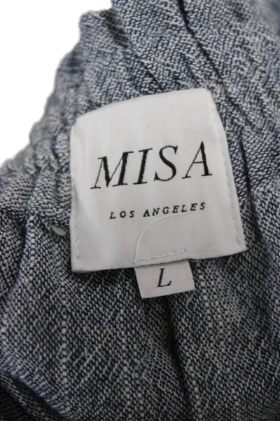Misa Womens Off Shoulder Cotton Shift Dress Blue 3/4 Sleeve Size L