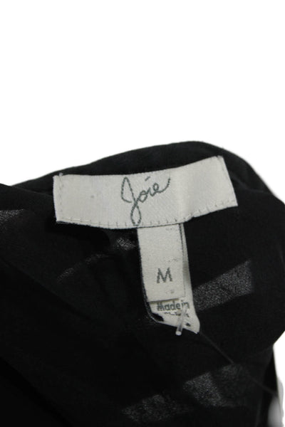 Joie Womens Silk V-Neck Short Sleeve Blouse Black Size M