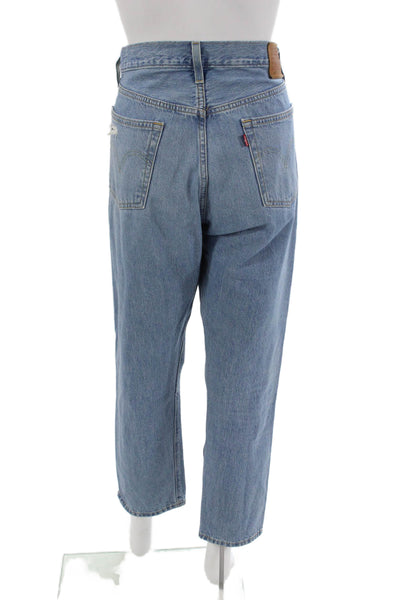 Levis Women Tapered Jeans Blue 100% Cotton High Rise Button Fly Size 30