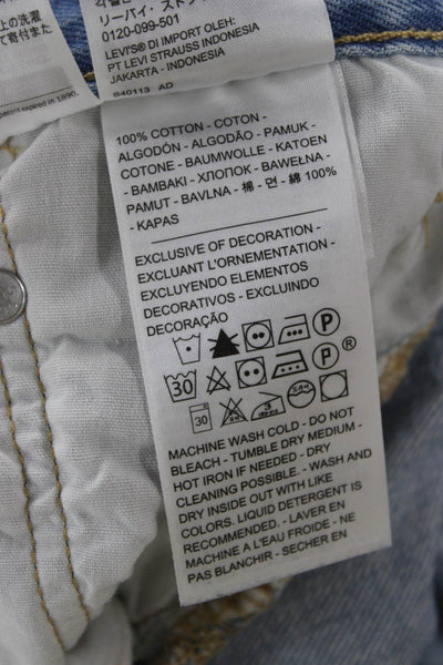 Levis Women Tapered Jeans Blue 100% Cotton High Rise Button Fly Size 30