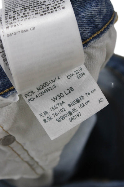 Levis Women Tapered Jeans Blue 100% Cotton High Rise Button Fly Size 30