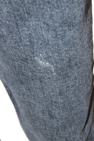 Re/Done Women Straight Jeans Gray High Rise Button Cotton Size 30