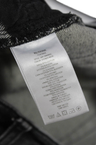 Re/Done Women Straight Jeans Gray High Rise Button Cotton Size 30