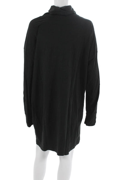 ATM Women Turtleneck Long Sleeve T-Shirt Dress Cotton Black Size L