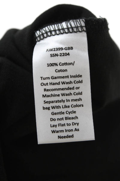ATM Women Turtleneck Long Sleeve T-Shirt Dress Cotton Black Size L