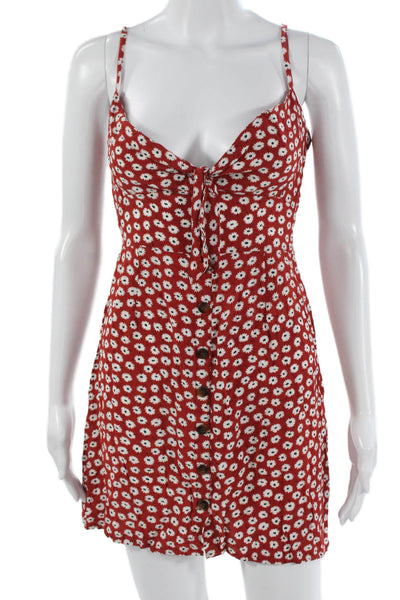 Faithfull The Brand Womens Sundress Red Floral Sweetheart Rayon Short Size 8