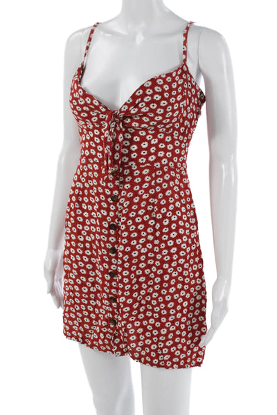 Faithfull The Brand Womens Sundress Red Floral Sweetheart Rayon Short Size 8