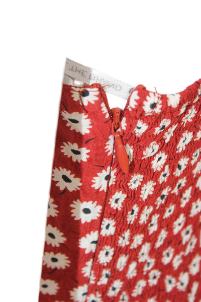 Faithfull The Brand Womens Sundress Red Floral Sweetheart Rayon Short Size 8
