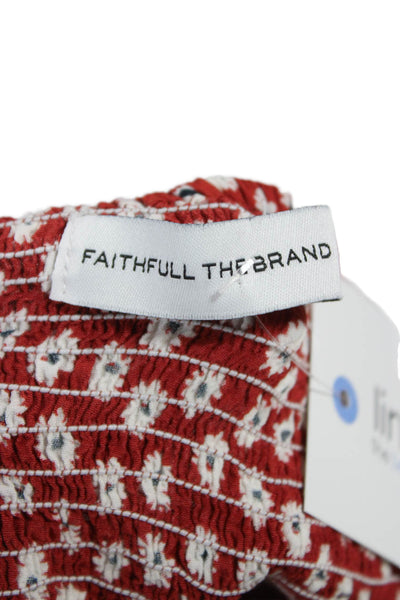Faithfull The Brand Womens Sundress Red Floral Sweetheart Rayon Short Size 8