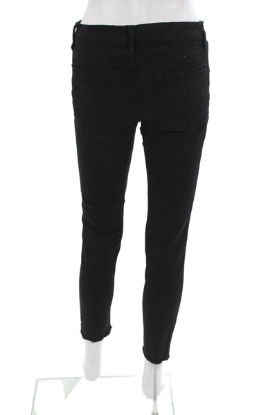 Frame Denim Womens Skinny Jeans Black Low Rise Button Size 28