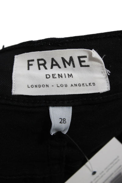 Frame Denim Womens Skinny Jeans Black Low Rise Button Size 28