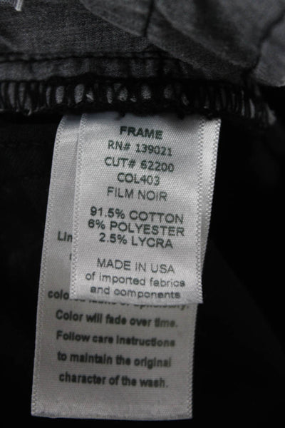 Frame Denim Womens Skinny Jeans Black Low Rise Button Size 28