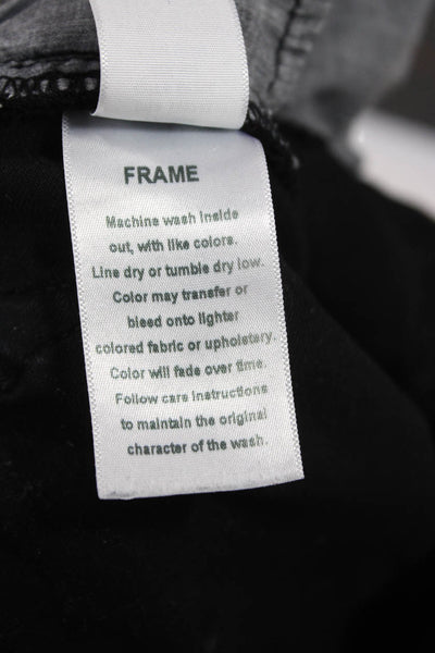 Frame Denim Womens Skinny Jeans Black Low Rise Button Size 28