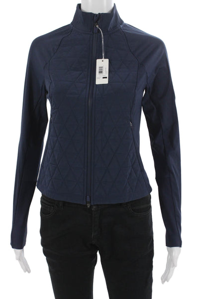 Johnnie-o Womens Track Jacket Blue Geometric Polyester Zip Long Sleeve Size XS