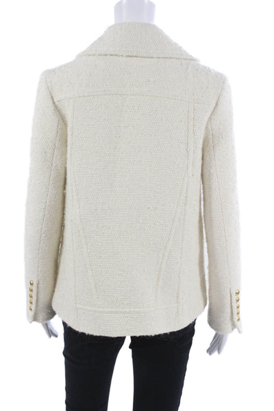 ALC Women Pea Coat Ivory Cotton Button Long Sleeve Size 2