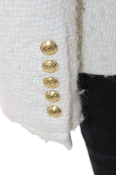 ALC Women Pea Coat Ivory Cotton Button Long Sleeve Size 2
