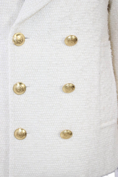 ALC Women Pea Coat Ivory Cotton Button Long Sleeve Size 2