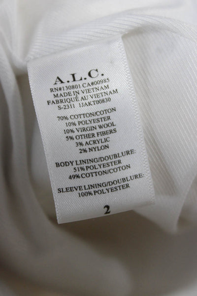 ALC Women Pea Coat Ivory Cotton Button Long Sleeve Size 2
