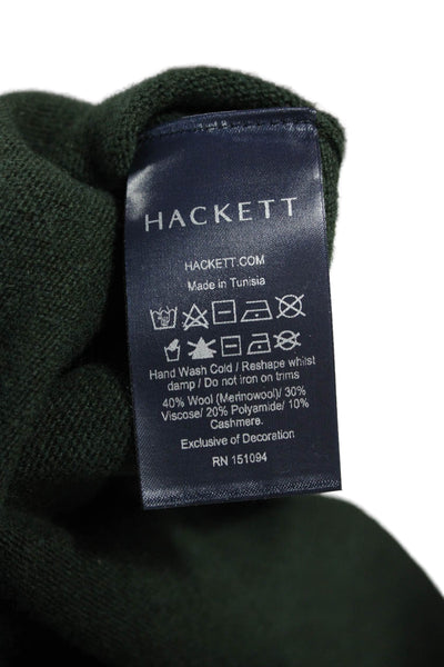 Hackett Mens Green Wool Mock Neck Pullover Sweater Long Sleeve Fall Size S