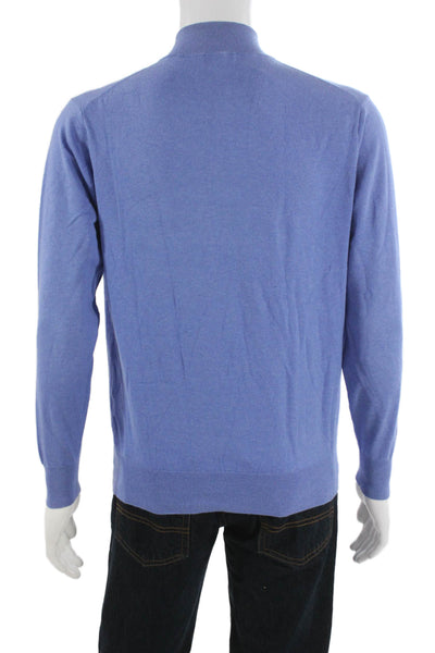 Peter Millar Mens Pima Cotton Mock Neck Pullover Sweater Blue Longsleeve Size S