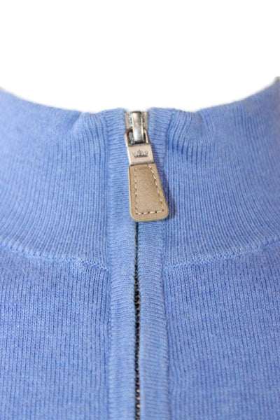 Peter Millar Mens Pima Cotton Mock Neck Pullover Sweater Blue Longsleeve Size S