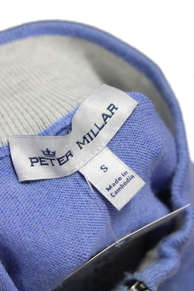 Peter Millar Mens Pima Cotton Mock Neck Pullover Sweater Blue Longsleeve Size S
