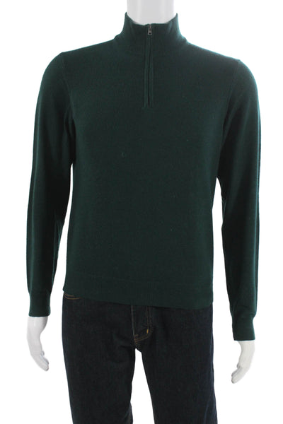 Hackett Mens Merino Wool Mock Neck Pullover Sweater Green Size S
