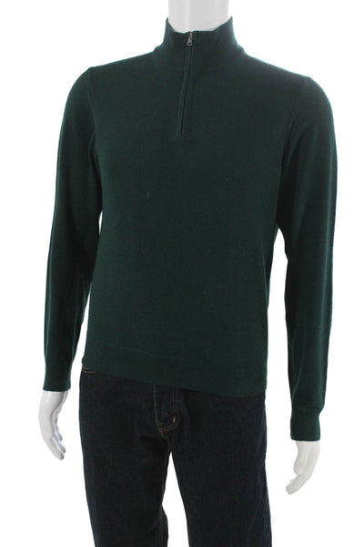 Hackett Mens Merino Wool Mock Neck Pullover Sweater Green Size S