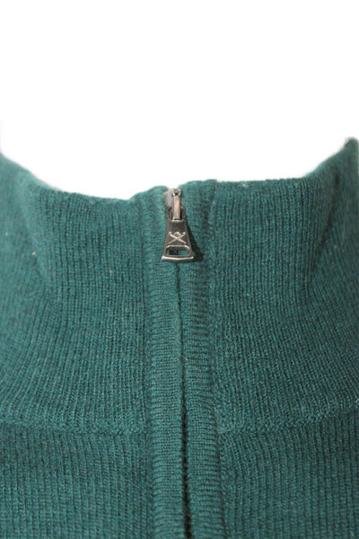 Hackett Mens Merino Wool Mock Neck Pullover Sweater Green Size S