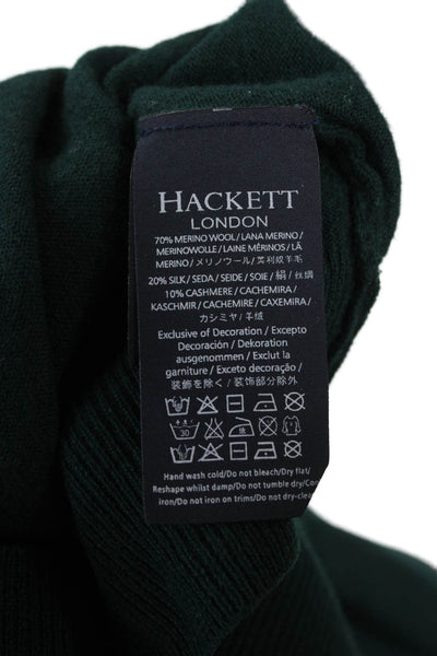 Hackett Mens Merino Wool Mock Neck Pullover Sweater Green Size S