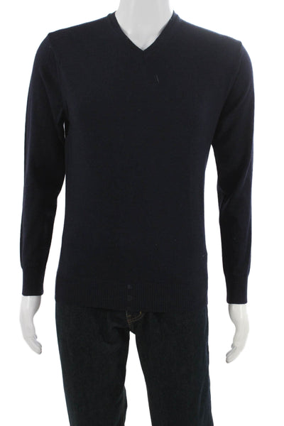 Charles Tyrwhitt Mens Merino V-Neck Pullover Blue Size S