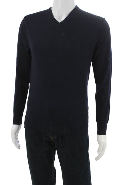 Charles Tyrwhitt Mens Merino V-Neck Pullover Blue Size S