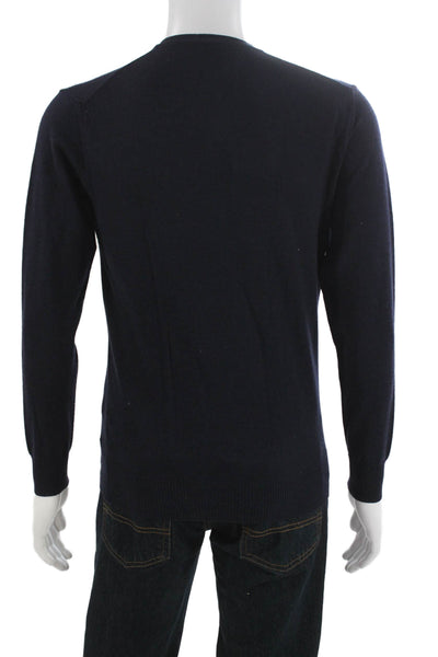 Charles Tyrwhitt Mens Merino V-Neck Pullover Blue Size S