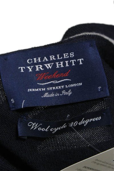 Charles Tyrwhitt Mens Merino V-Neck Pullover Blue Size S
