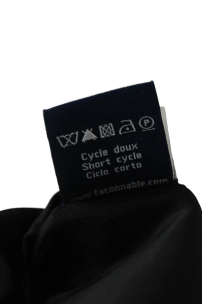 Faconnable Womens Sheath Dress Black Wool V-Neck Knee Short Sleeve Size 10