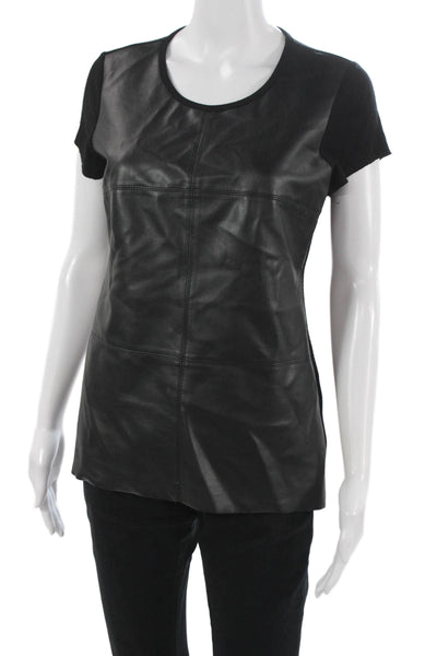Bailey 44 Womens Tunic Black Round Neck Short Sleeve Polyurethane Size L