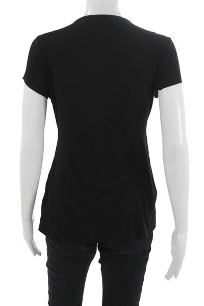 Bailey 44 Womens Tunic Black Round Neck Short Sleeve Polyurethane Size L