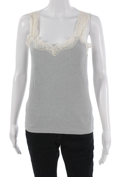 J Crew Womens Gray Cotton Scoop Neck Sleeveless Tank Solid Size M