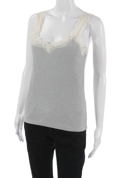 J Crew Womens Gray Cotton Scoop Neck Sleeveless Tank Solid Size M