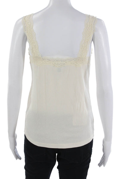 J Crew Women Ivory Cotton Blend Scoop Neck Sleeveless Tank Size M