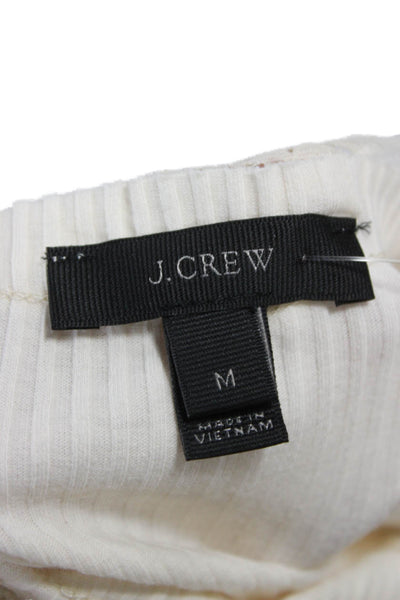 J Crew Women Ivory Cotton Blend Scoop Neck Sleeveless Tank Size M