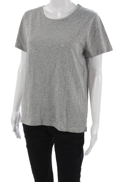 J Crew Womens Basic Gray Cotton Crew Neck Short Sleeve T-Shirt Size M